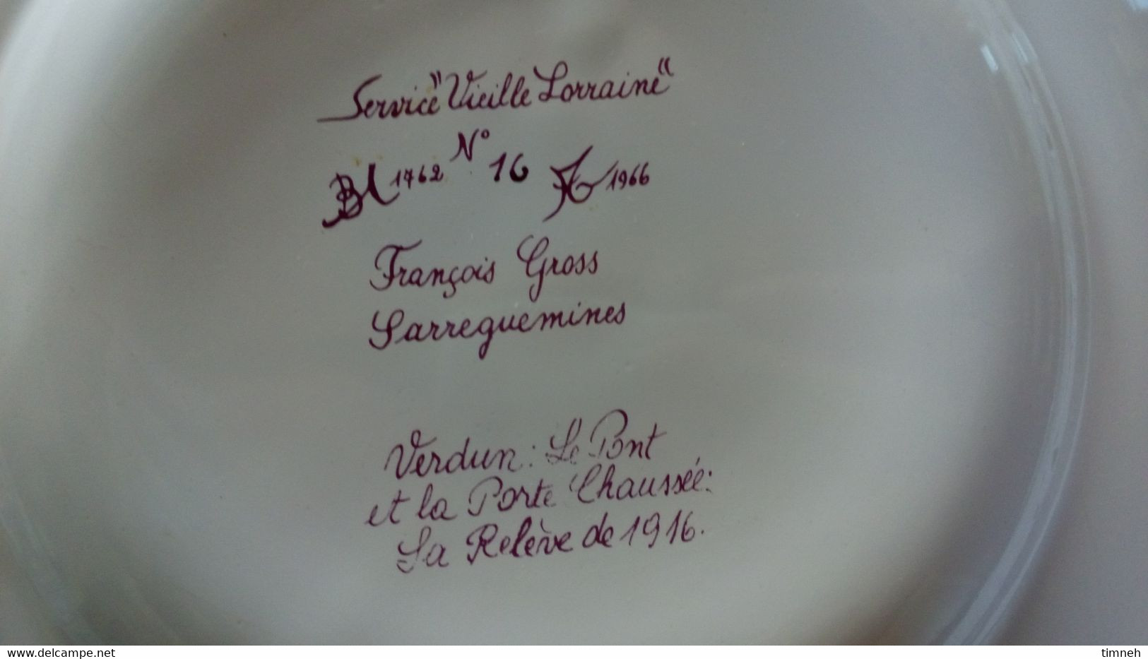 François GROSS Sarreguemines Assiette Plate - La Relève 1916 VERDUN - Service Vieille Lorraine 1966 Bicentenaire - Sarreguemines (FRA)