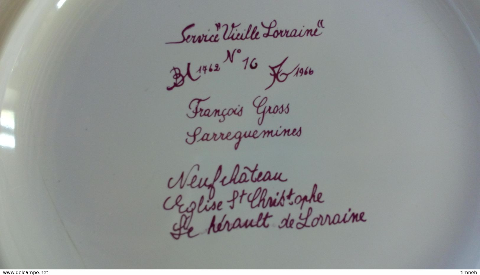 François GROSS Sarreguemines Assiette Plate NEUFCHATEAU Herault St Christophe Service Vieille Lorraine 1966 Bicentenaire - Sarreguemines (FRA)