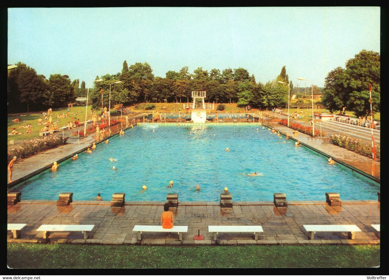 DDR Foto AK Um 1980, Wolfen, Freibad, Schwimmbad - Wolfen