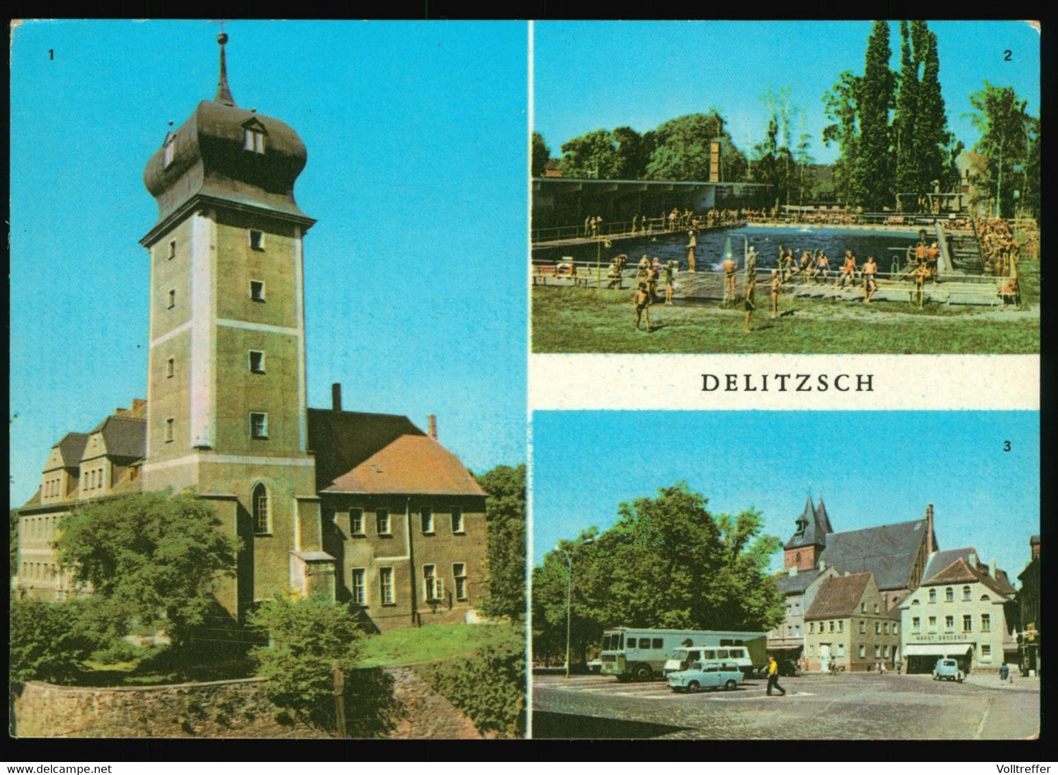 DDR Foto AK Um 1976, Delitzsch, Schloß, Bad, Markt - Delitzsch