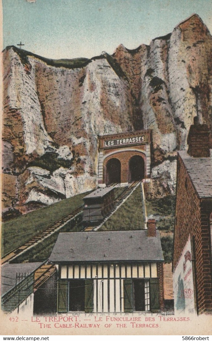 CARTE POSTALE ORIGINALE ANCIENNE : LE TREPORT  LE FUNICULAIRES DES TERRASSES  SEINE MARITIME (76) - Seilbahnen