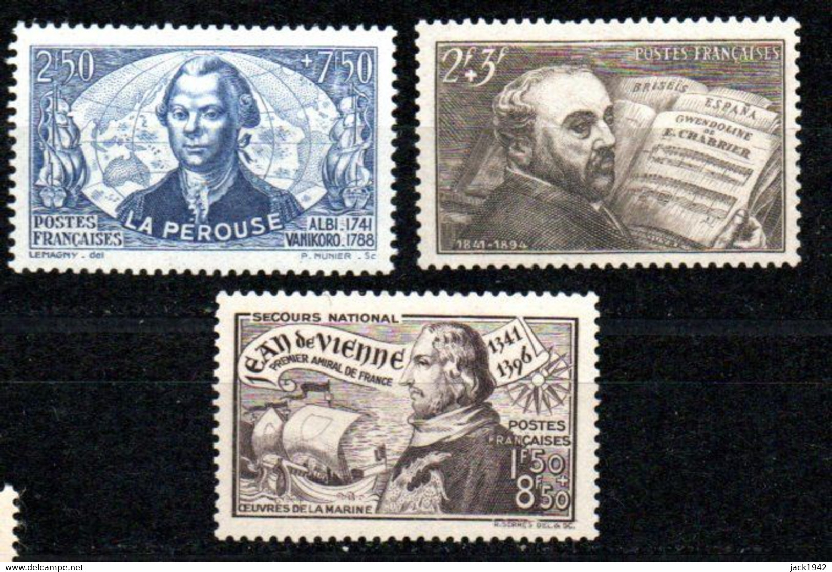 Yvert N° 541-542-544 - Effigies De La Pérouse, D'Emmanuel Chabrier Et De Jean De Vienne - Unused Stamps