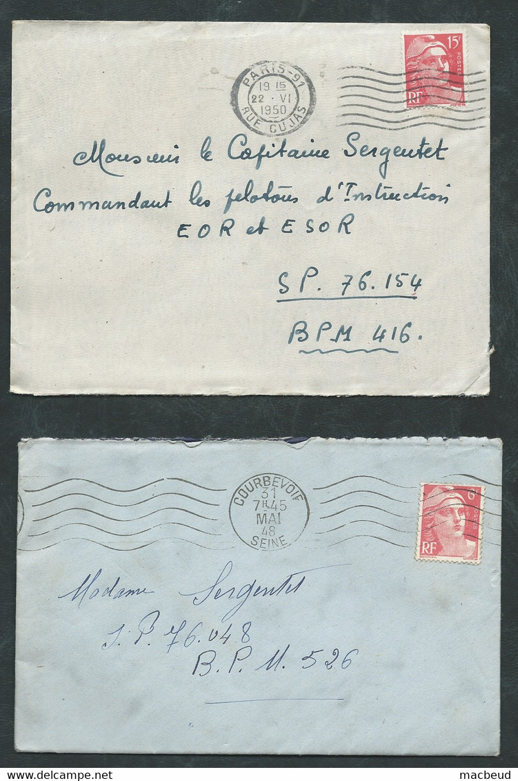 Lot 4 Dovuments , 3 Lettres + 1 Cpsm , Affranchie Par 4 Gandon Différents   - Lp313 - 1945-54 Marianna Di Gandon