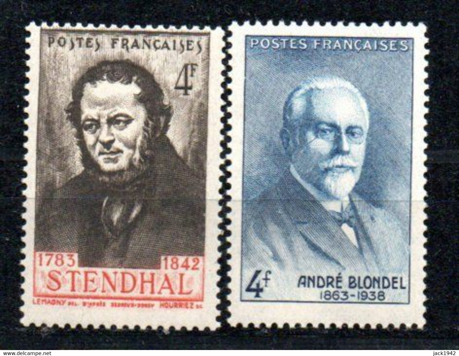 Yvert N° 550-551 - Effigies De Stendhal Et De Blondel - Unused Stamps