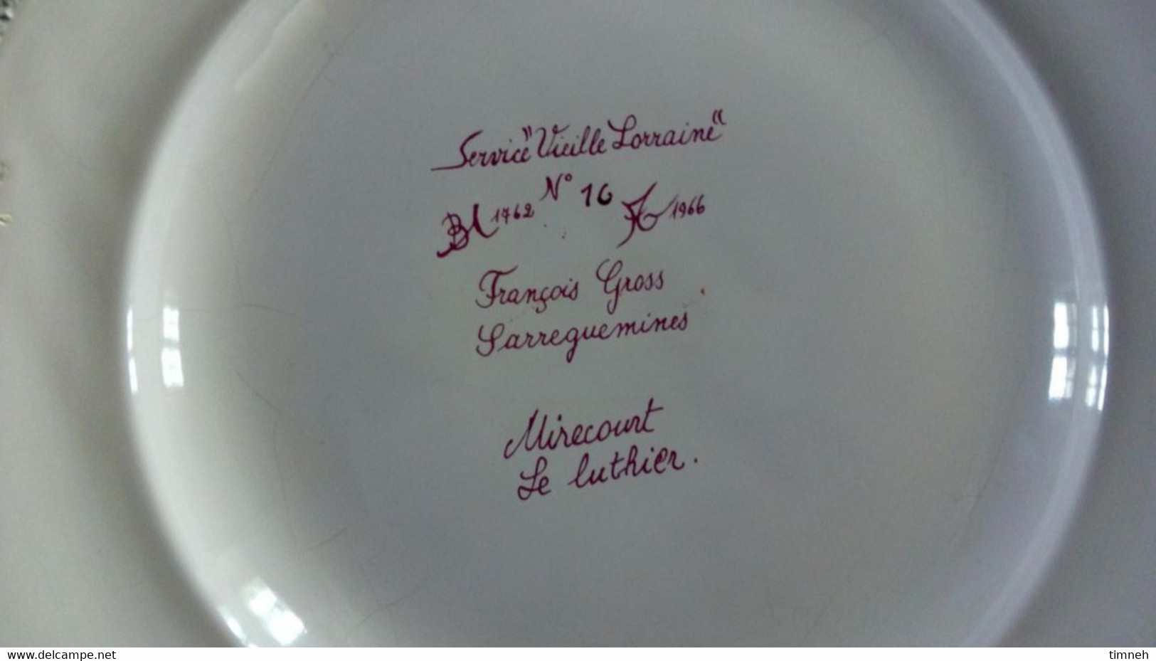 François GROSS Sarreguemines Assiette Plate - LUTHIER MIRECOURT - Service Vieille Lorraine 1966 Bicentenaire - Sarreguemines (FRA)