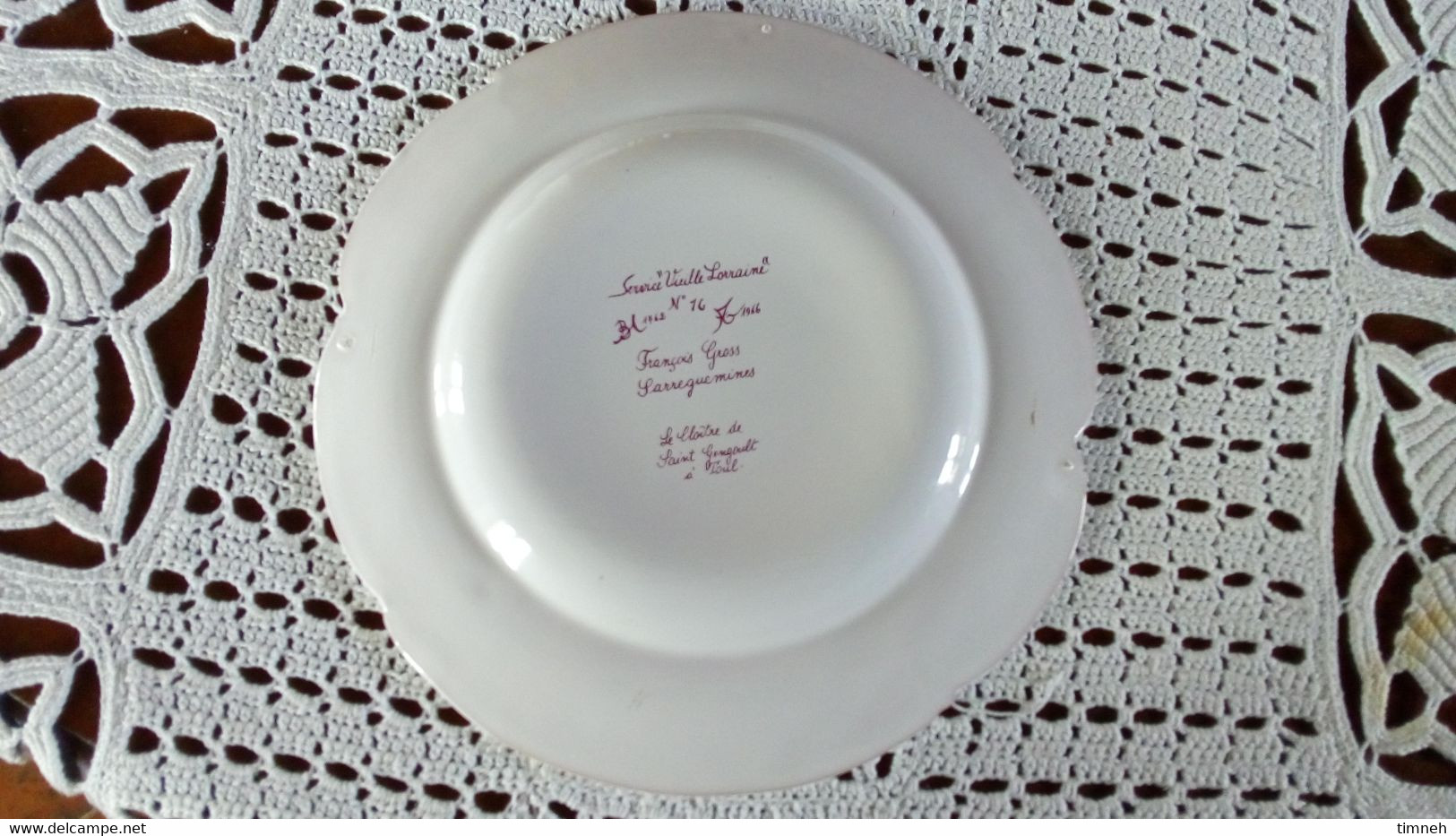 François GROSS Sarreguemines assiette plate - ST GENGOULT TOUL Cloître - Service Vieille Lorraine 1966 Bicentenaire