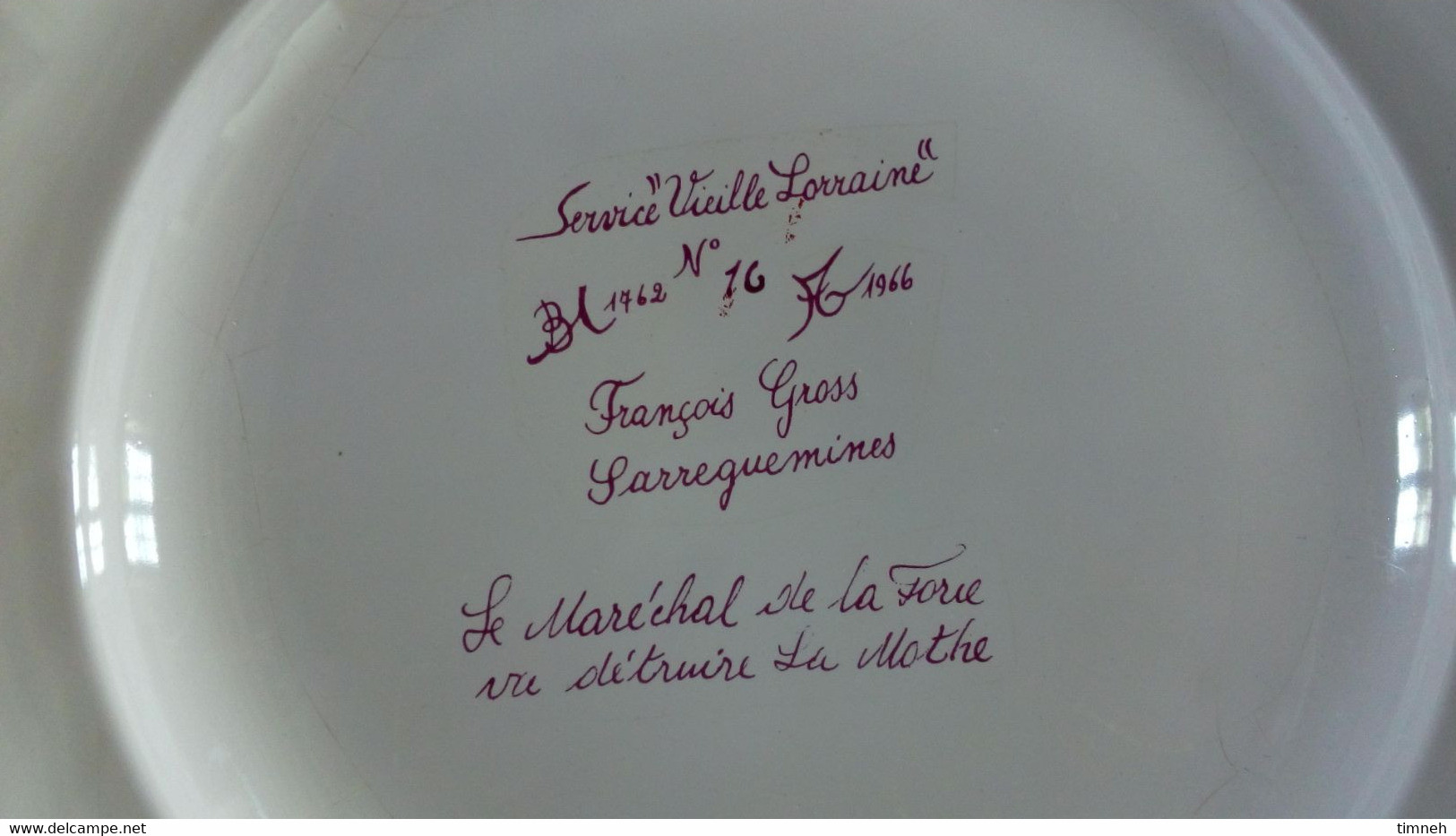 François GROSS Sarreguemines Assiette Plate - Maréchal LA FORIE à LA MOTHE - Service Vieille Lorraine 1966 Bicentenaire - Sarreguemines (FRA)