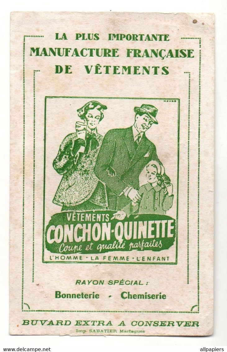 Buvard Vêtements Conchon-Quinette La Plus Importante Manufacture Française De Vêtements - Format : 21.5x13.5 Cm - Textile & Vestimentaire