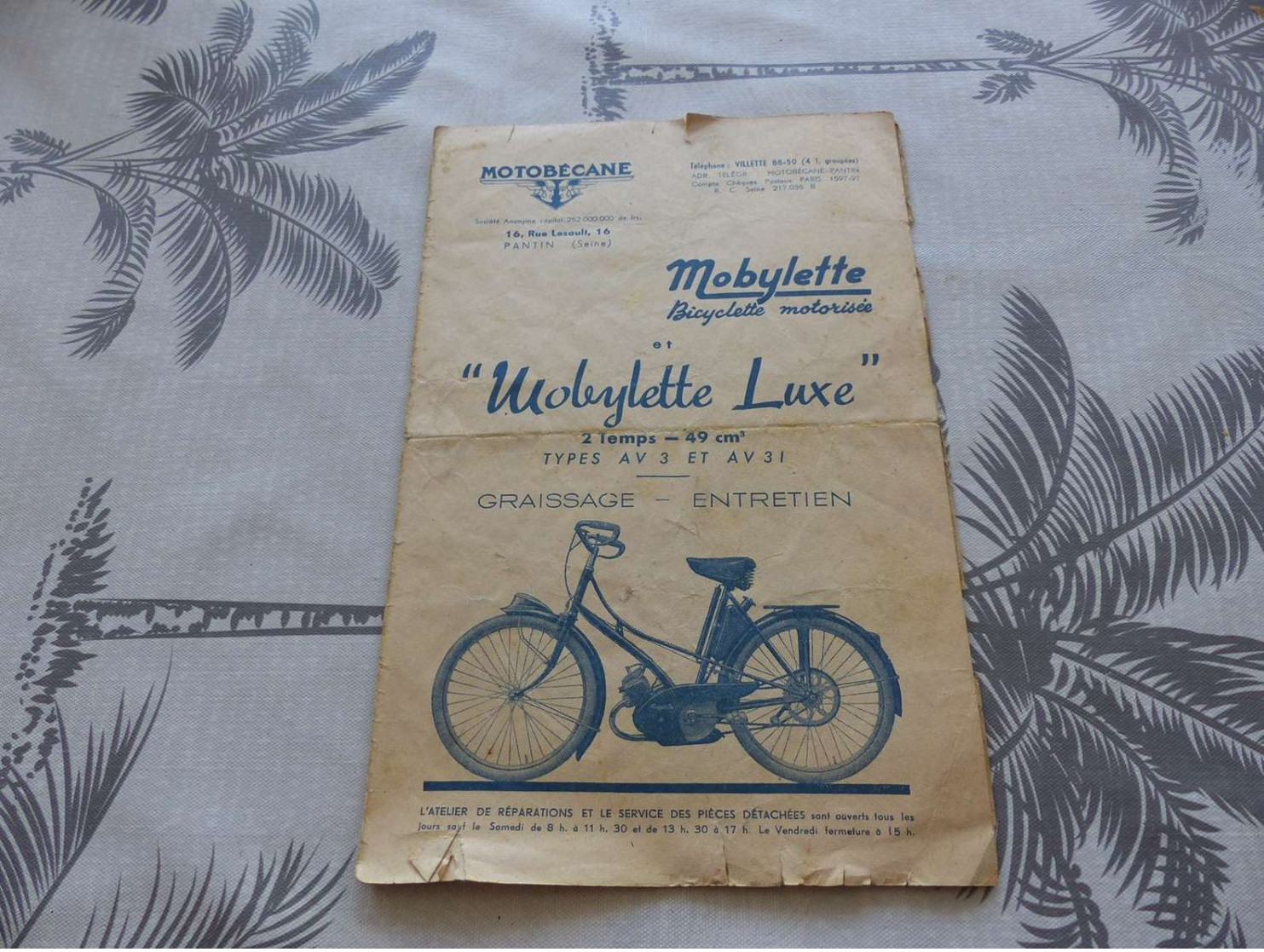 CA-31 , Notice Motobécane, Mobylette Luxe, Type AV3 Et AV3 I - Motor Bikes