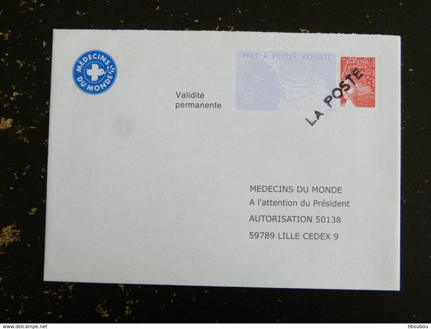 GRIFFE LINEAIRE LA POSTE SUR PRET A POSTER REPÖNSE MARIANNE LUQUET MEDECIN DU MONDE - PAP: Antwort/Luquet