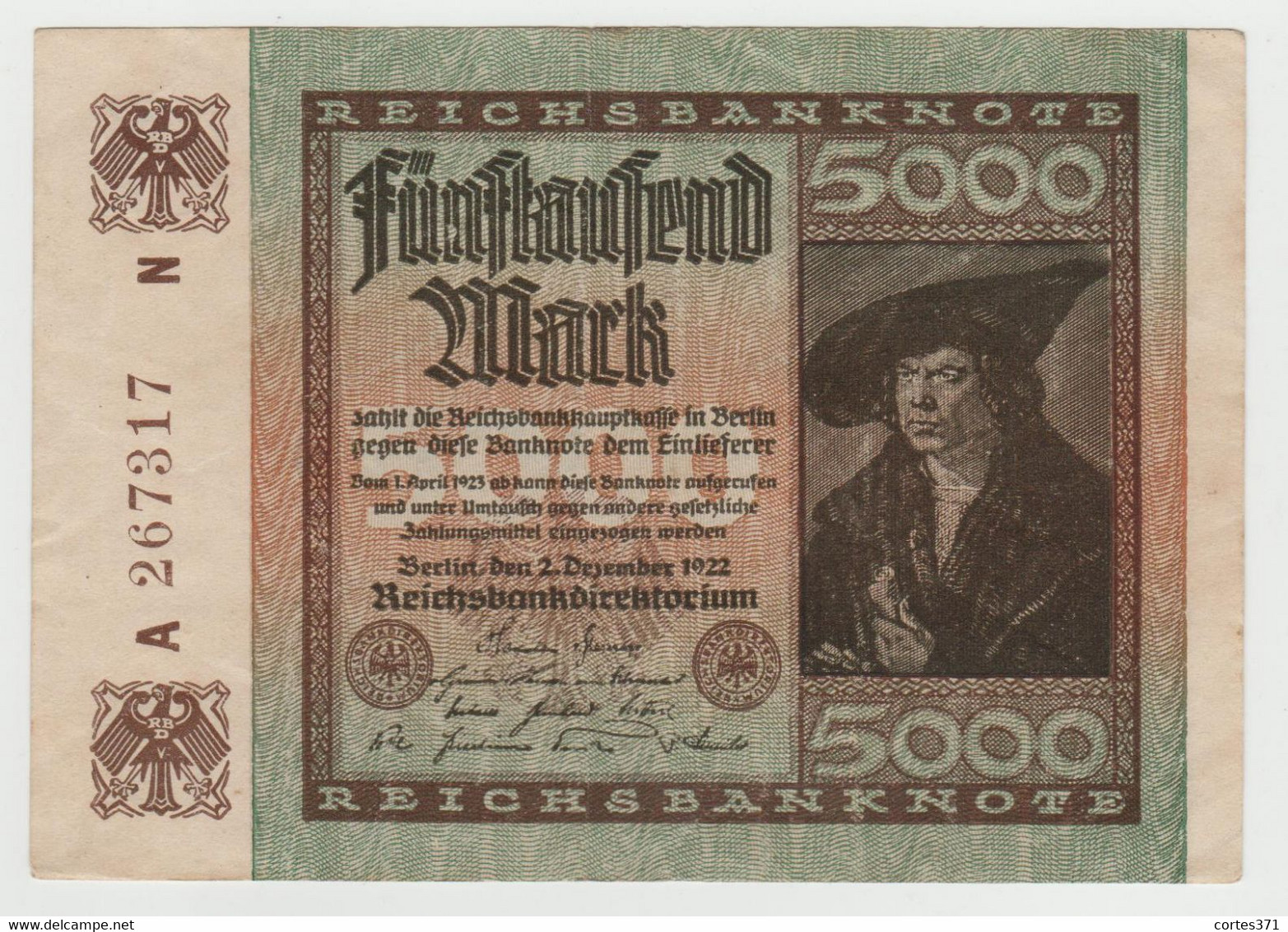 Germany 5000 Mark 1922 P-81a VF - 5000 Mark