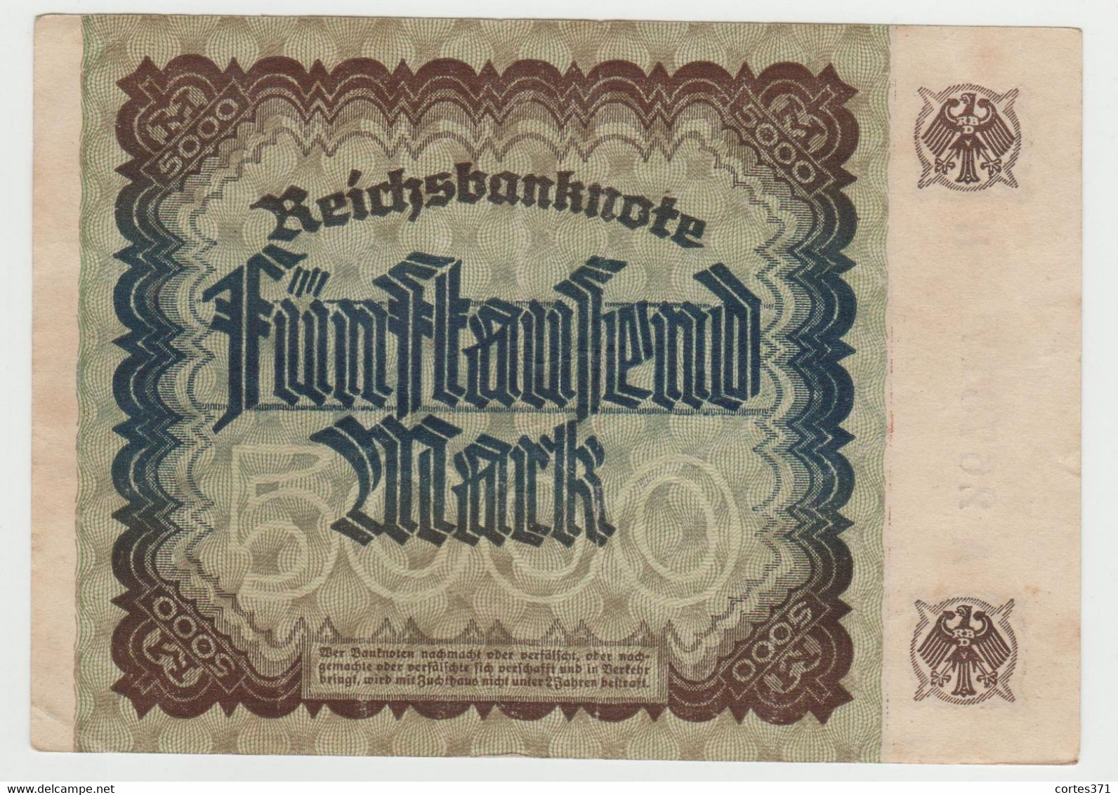 Germany 5000 Mark 1922 P-81a VF - 5.000 Mark