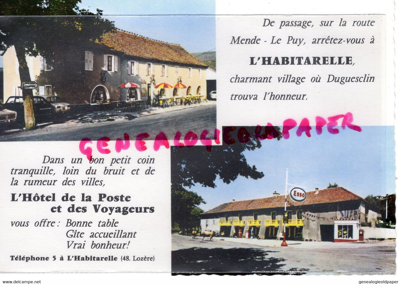 48- CHATEAUNEUF DE RANDON - L' HABITARELLE- HOTEL DE LA POSTE ET DES VOYAGEURS - ESSO  -LOZERE - Chateauneuf De Randon