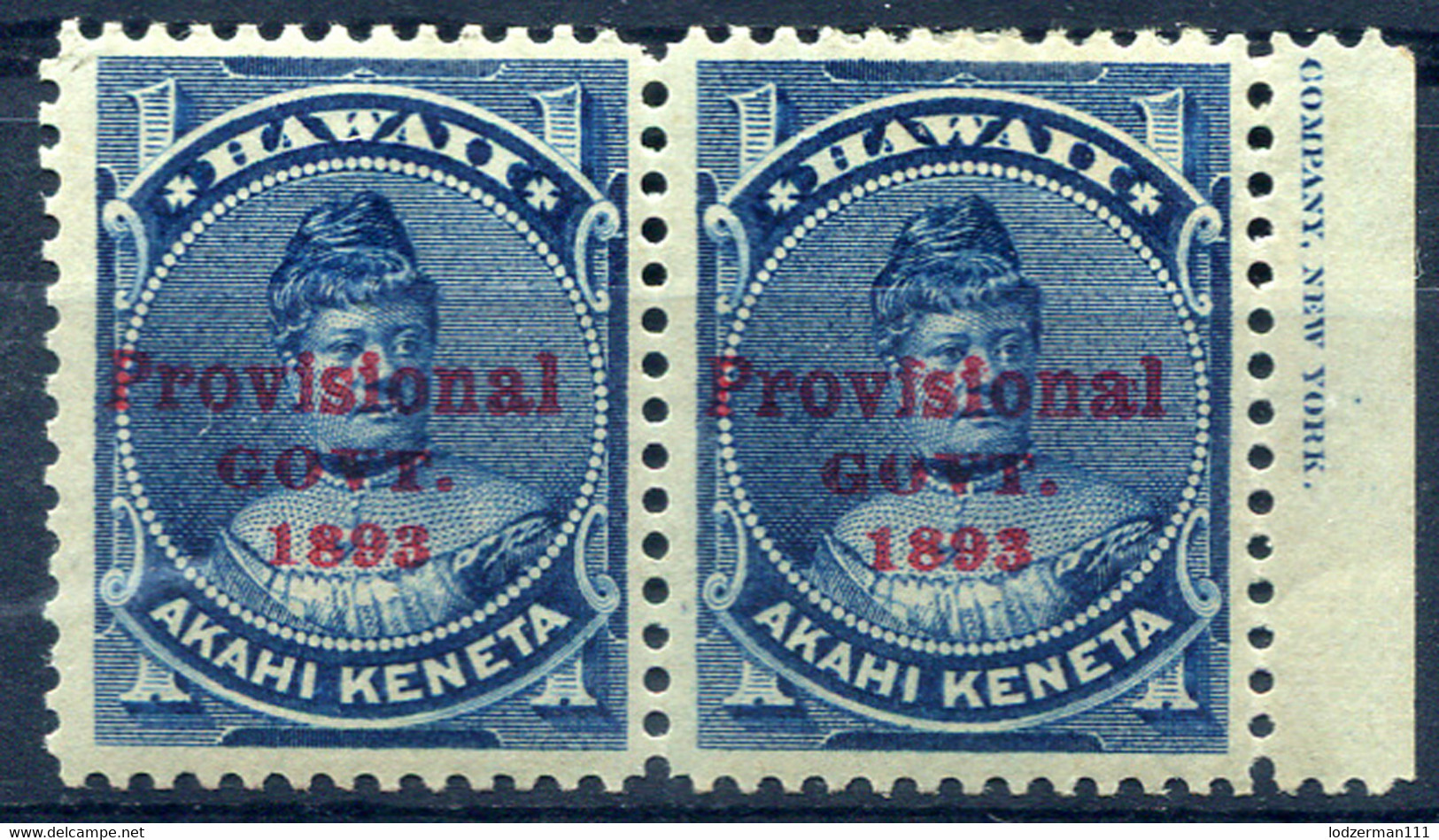 HAWAII 1893 - Sc.54 (Mi.38, Yv.43) Pair MNH+MH+margin - Hawaii