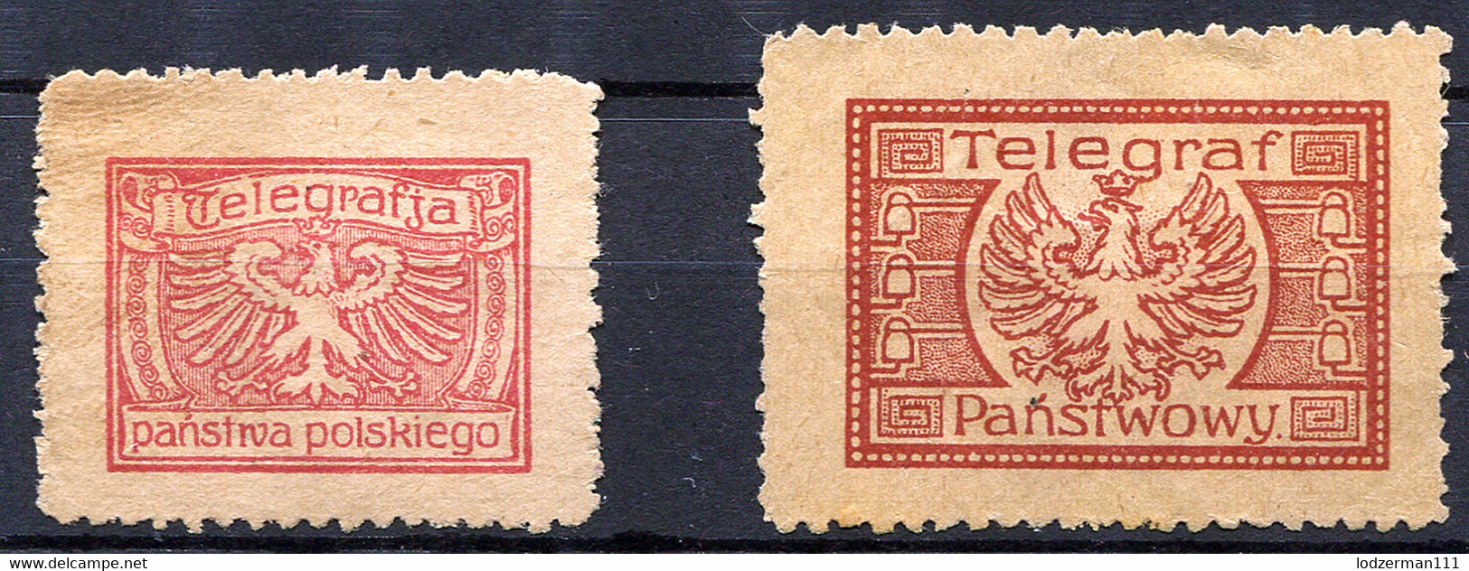 POLAND - Two Telegraph Labels (without Gum) Very Rare - Labels