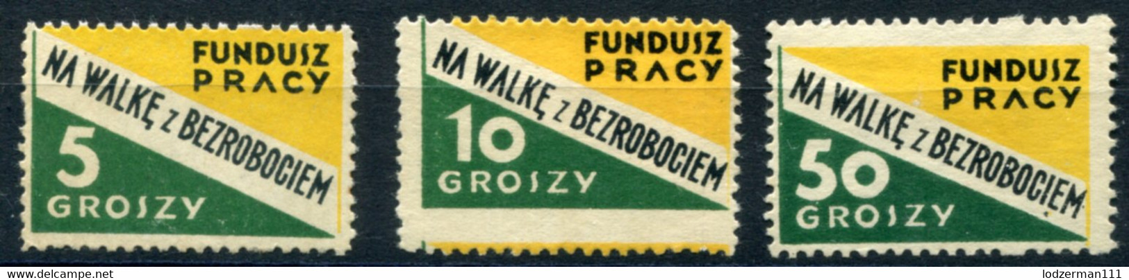 1930 Surtax FUNDUSZ PRACY (unemployment) - 3 Stamps (no Gum) - Steuermarken