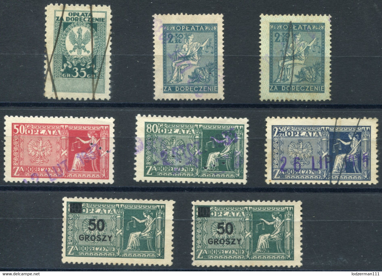 1932-37 DORECZENIOWE (Court Delivery) Overcompl. (mix) - Revenue Stamps