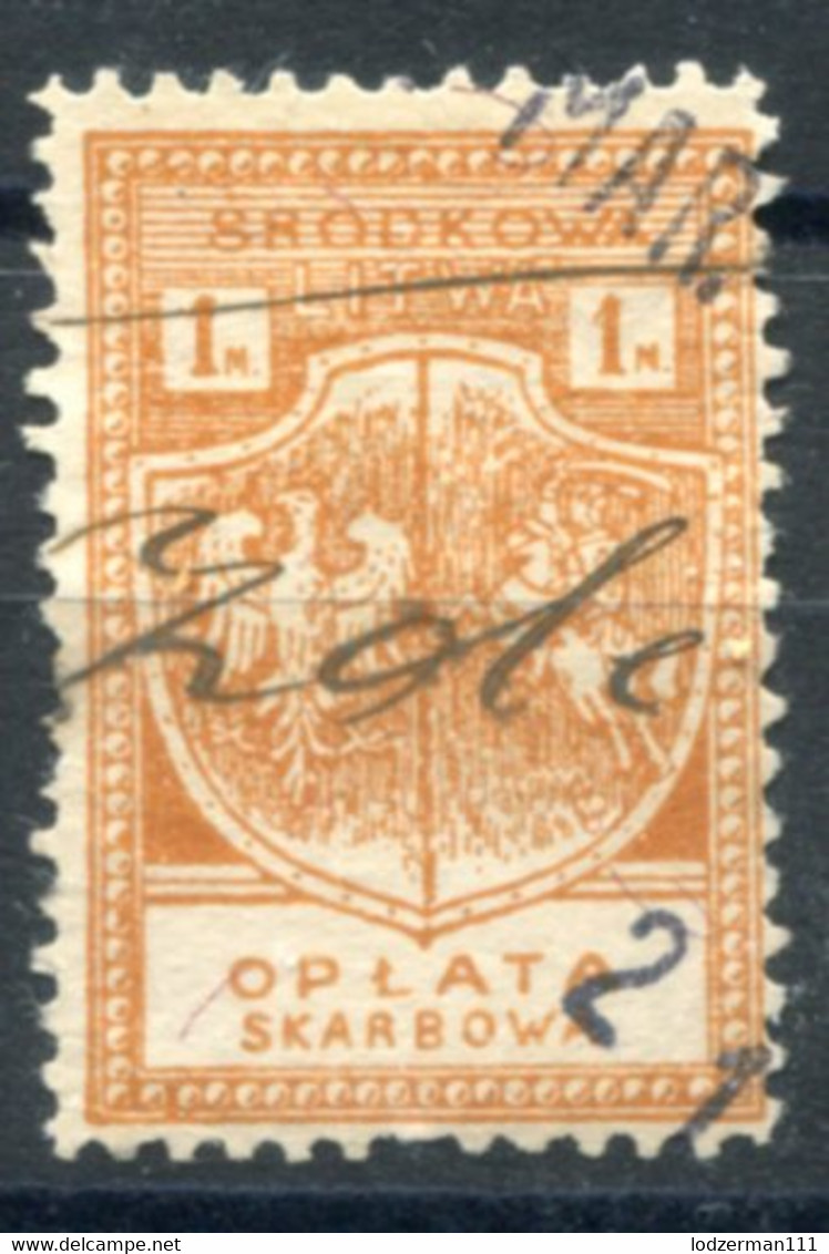 1921 CENTRAL LITHUANIA (LITWA SRODKOWA) Revenue Stamp 1M - Fiscaux