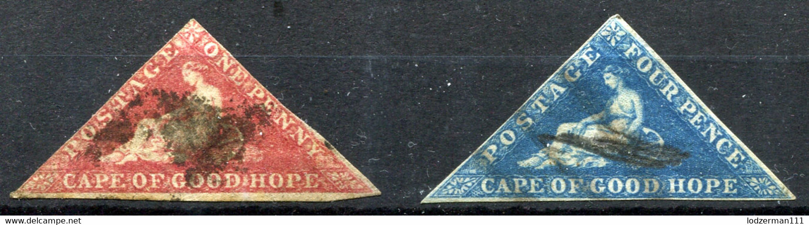 Cape Of Good Hope 1853-64 Two Stamps (1p And 4p) To Identify (no Wmk) - Cap De Bonne Espérance (1853-1904)