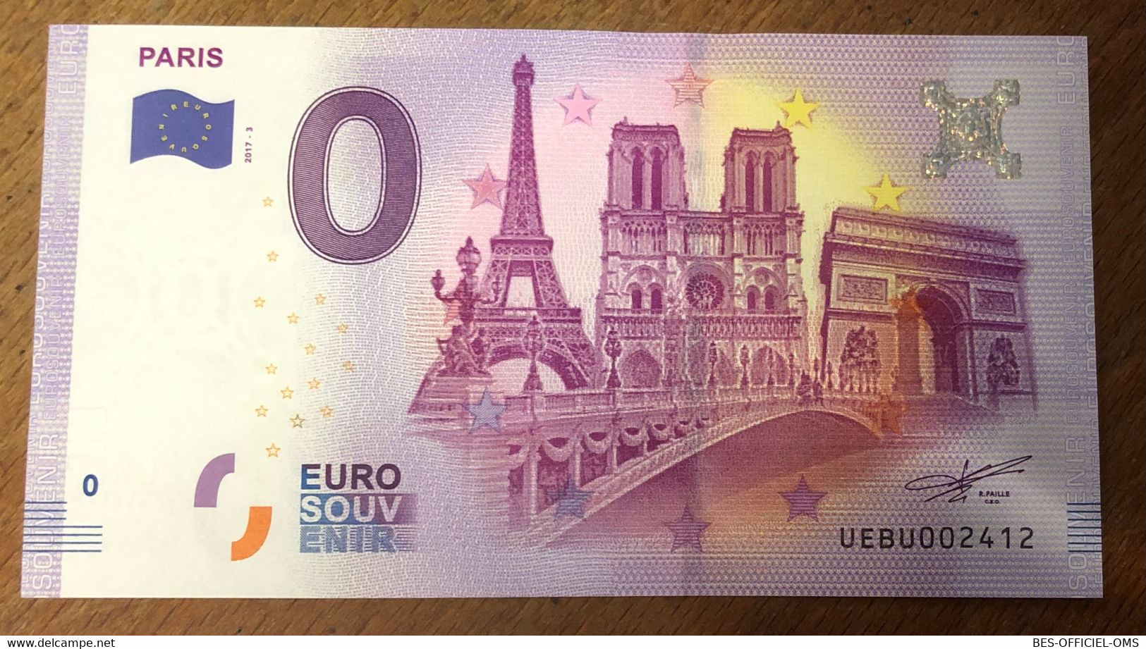2017 BILLET 0 EURO SOUVENIR DPT 75 PARIS MONUMENTS ZERO 0 EURO SCHEIN BANKNOTE MONEY BANK - Pruebas Privadas