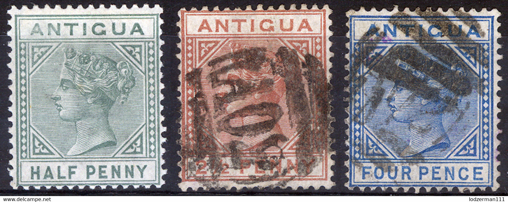 ANTIGUA 1882 Wmk CA Perf.14 -  Yv.10-12 (Mi.8-10, Sc.12.13,15) All VF - 1858-1960 Kronenkolonie