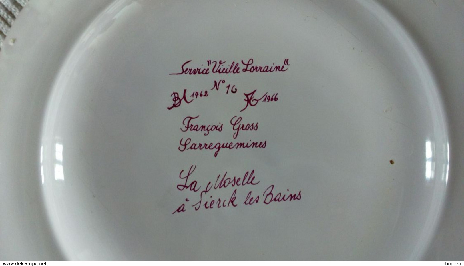 François GROSS Sarreguemines Assiette Plate MOSELLE SIERCK LES BAINS Service Vieille Lorraine 1966 Bicentenaire - Sarreguemines (FRA)
