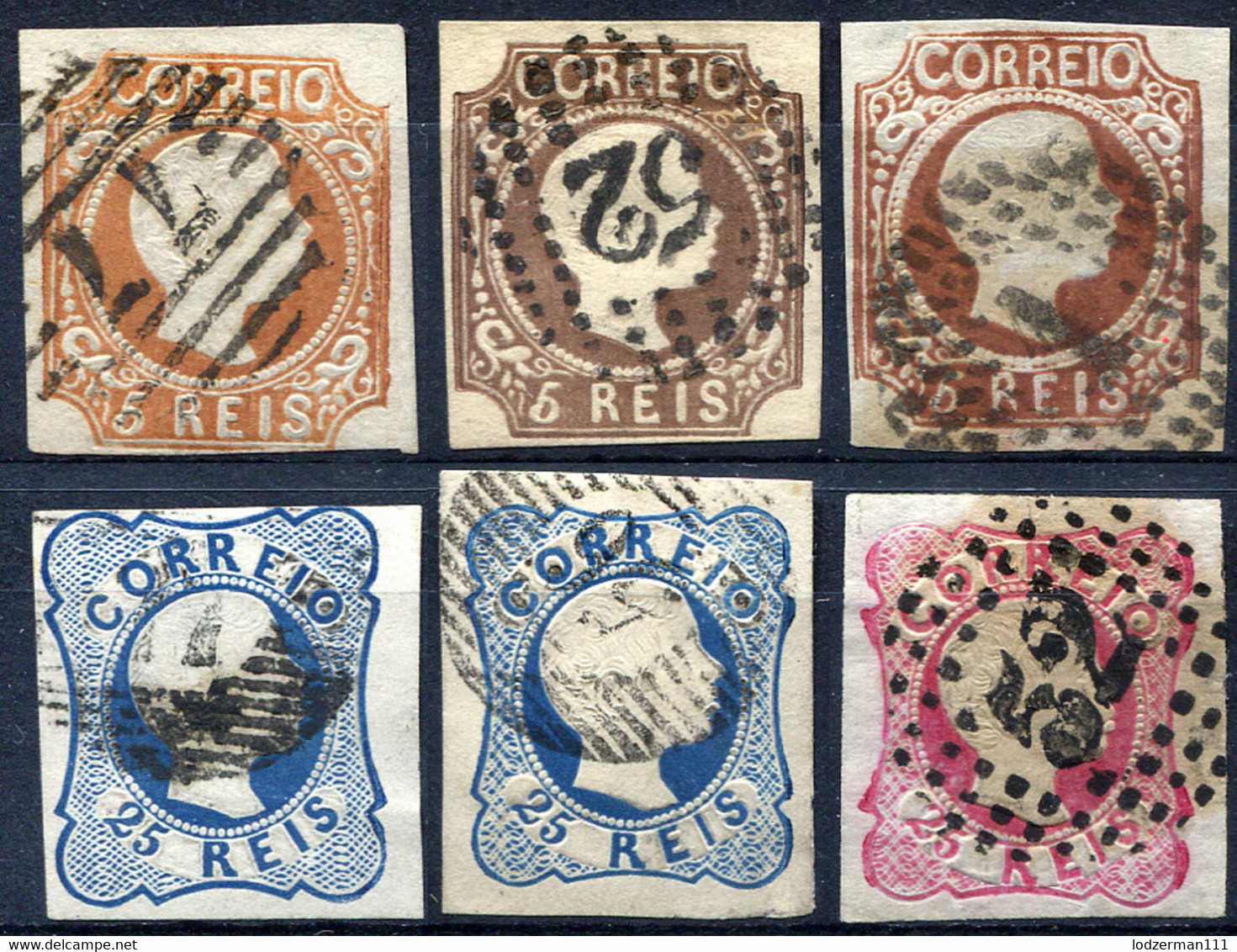 PORTUGAL 1856 Pedro V Curled Hair - Mi.9a-c,10 I-II,11 (all Shades And Types) VF - Usado