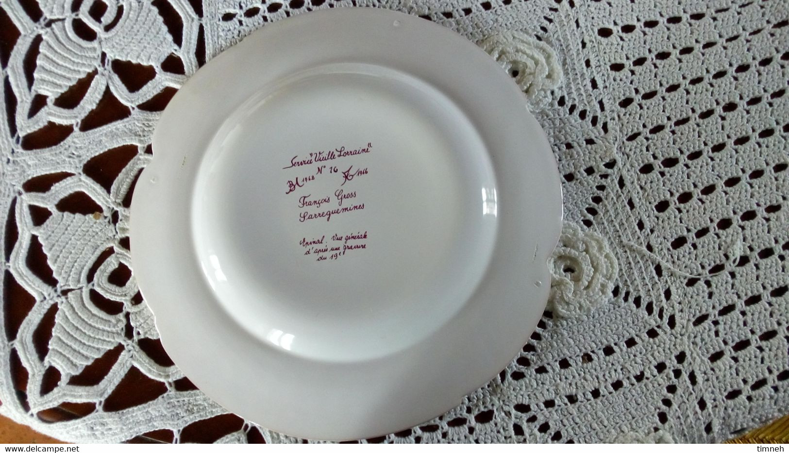 François GROSS Sarreguemines assiette plate EPINAL d'après gravure 19e Service Vieille Lorraine 1966 Bicentenaire