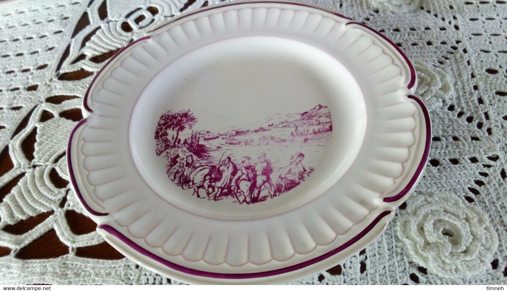 François GROSS Sarreguemines assiette plate EPINAL d'après gravure 19e Service Vieille Lorraine 1966 Bicentenaire