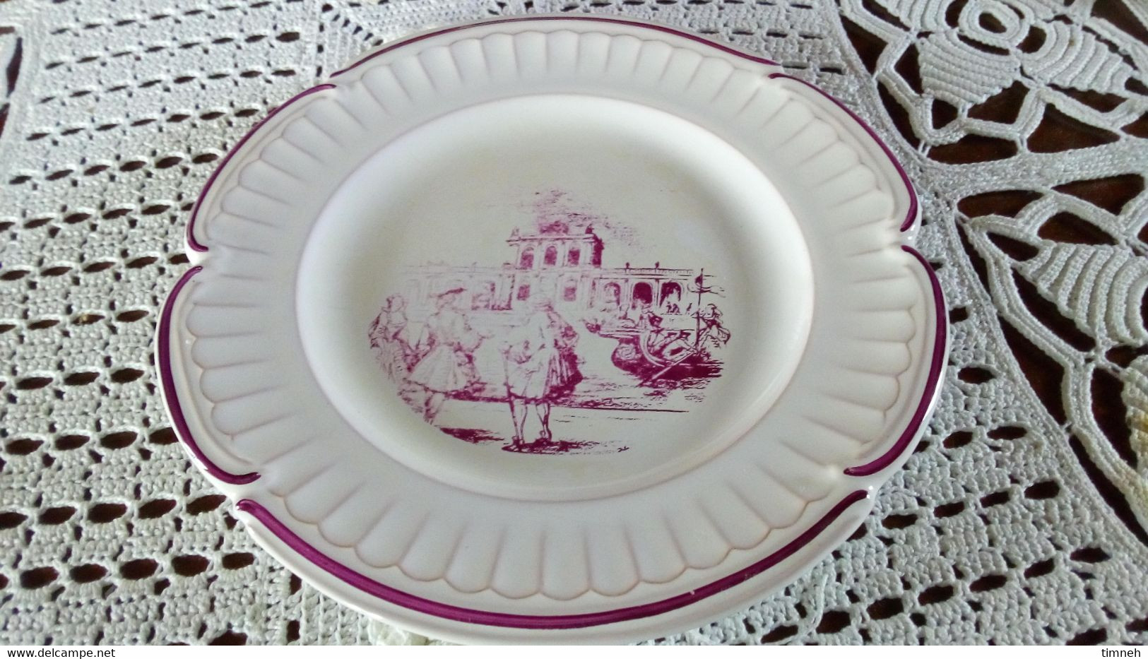 François GROSS Sarreguemines assiette plate STANISLAS ET VOLTAIRE COMMERCY Service Vieille Lorraine 1966 Bicentenaire