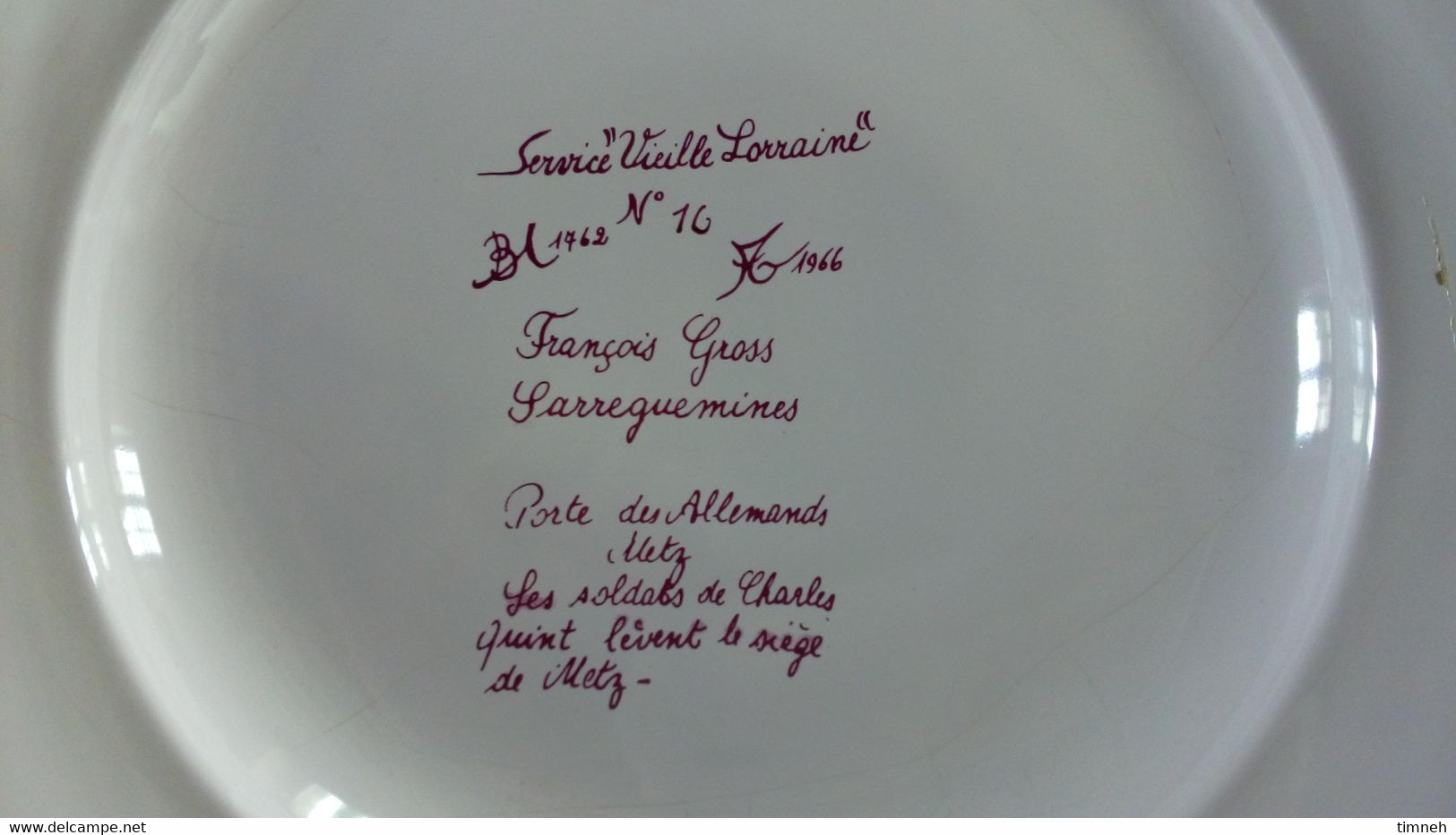 &Fêle& François GROSS Sarreguemines Assiette Plate METZ Siège CHARLES QUINT Service Vieille Lorraine 1966 Bicentenaire - Sarreguemines (FRA)