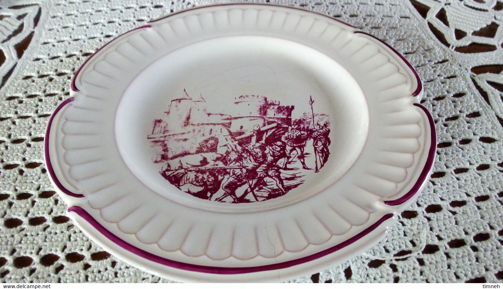 &Fêle& François GROSS Sarreguemines assiette plate METZ siège CHARLES QUINT Service Vieille Lorraine 1966 Bicentenaire