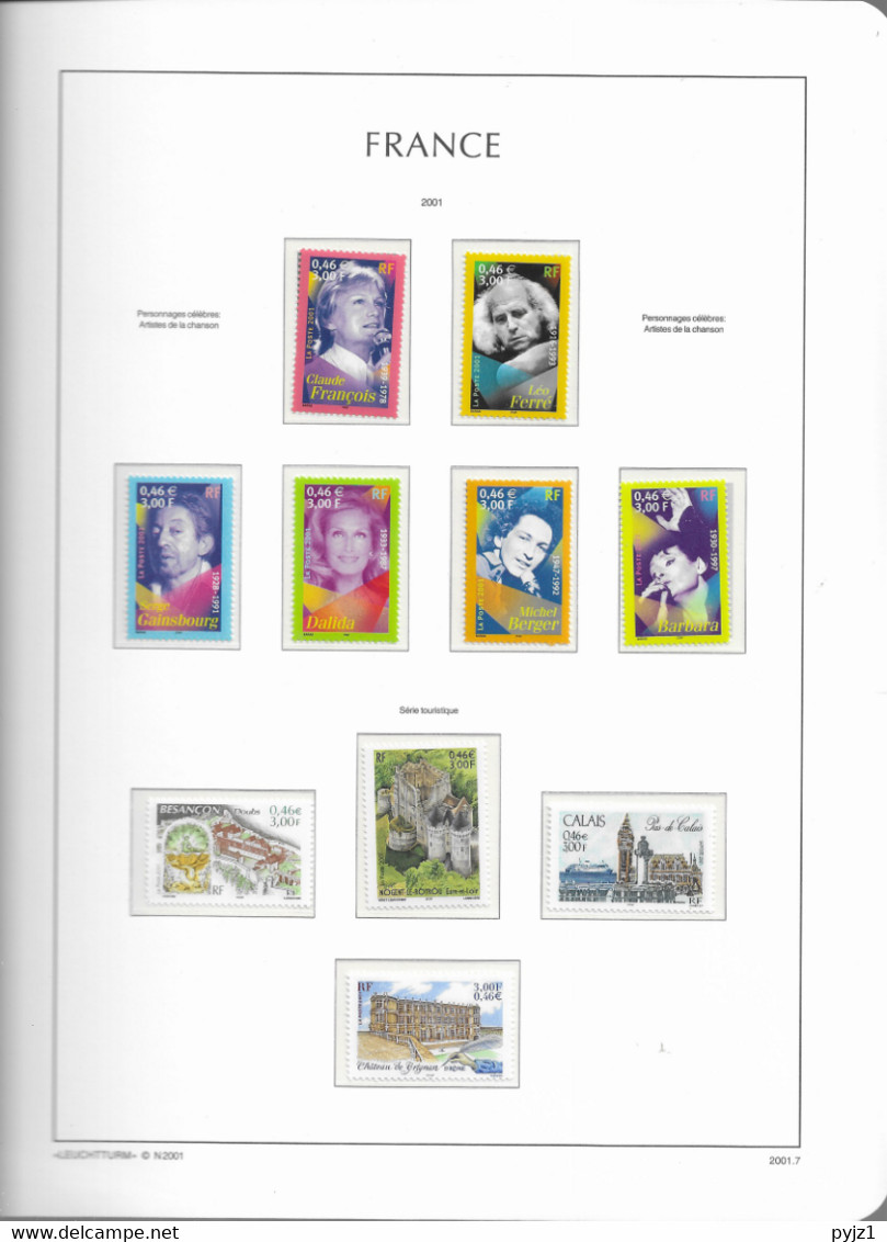 2001 MNH France année, year collection, (14 scans), postfris**