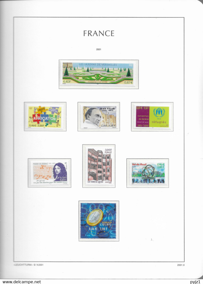 2001 MNH France année, year collection, (14 scans), postfris**
