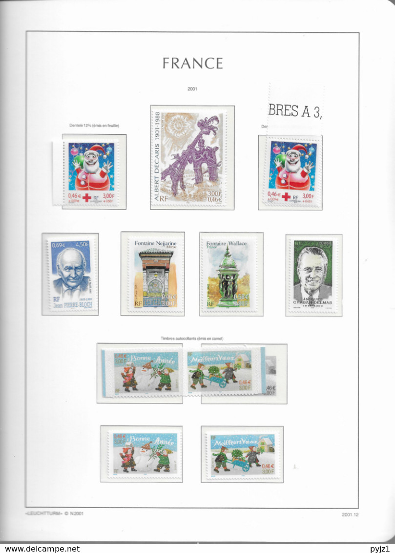 2001 MNH France année, year collection, (14 scans), postfris**