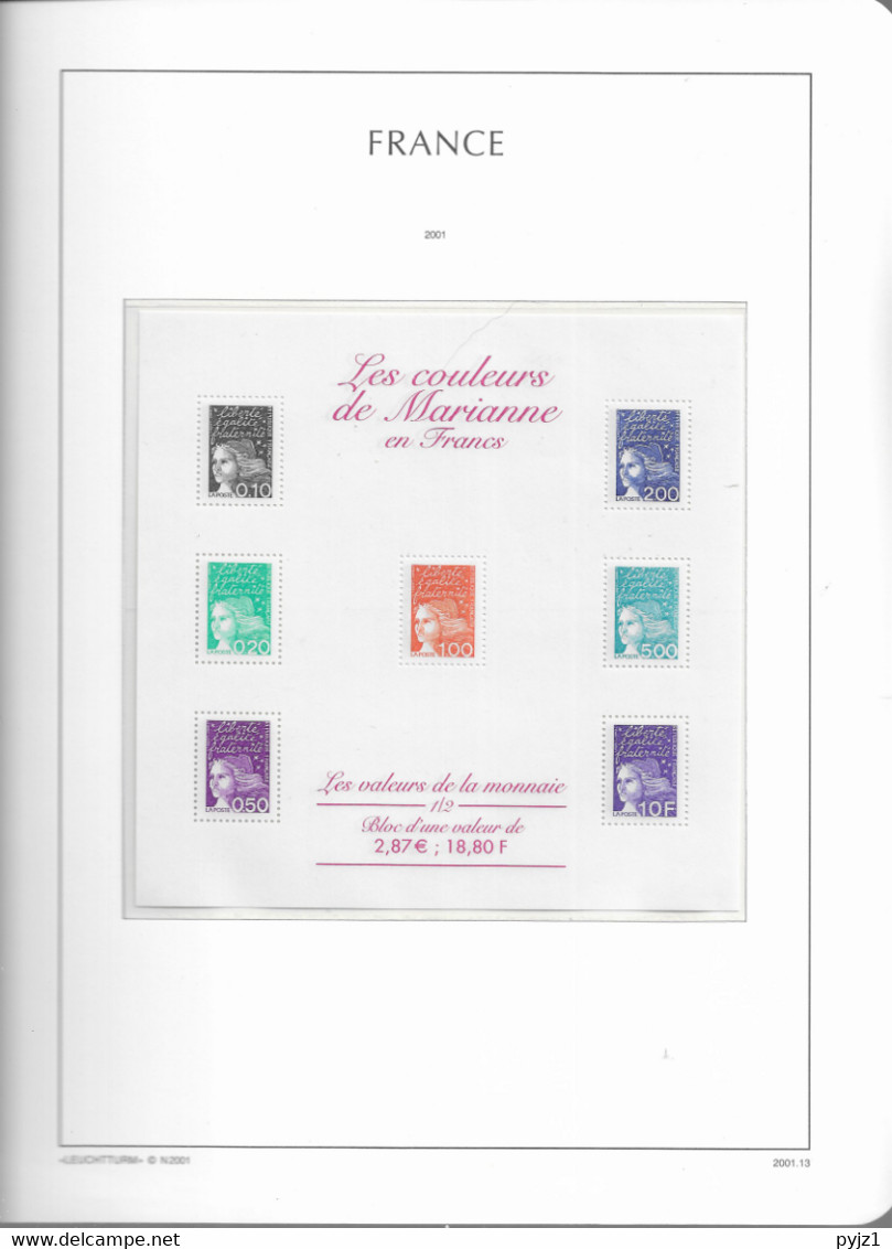 2001 MNH France année, year collection, (14 scans), postfris**