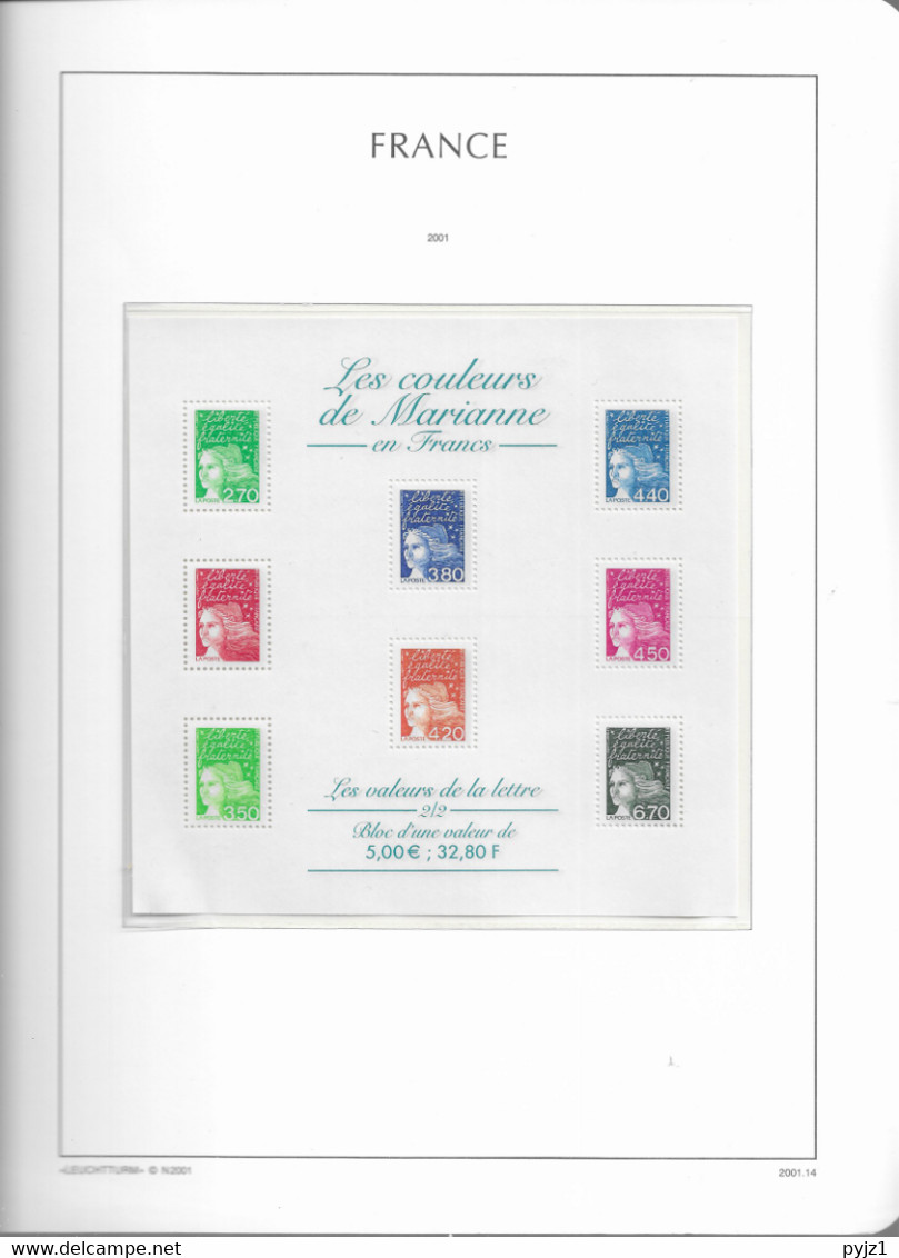 2001 MNH France année, year collection, (14 scans), postfris**