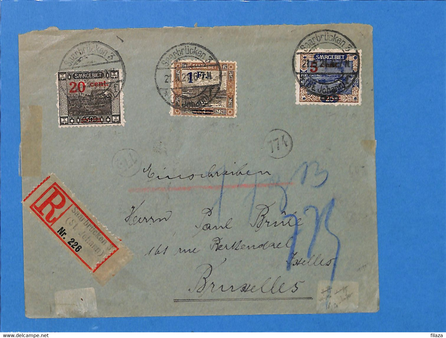 Saar 1921 Lettre De Saarbrücken à Bruxelles (G3152) - Lettres & Documents