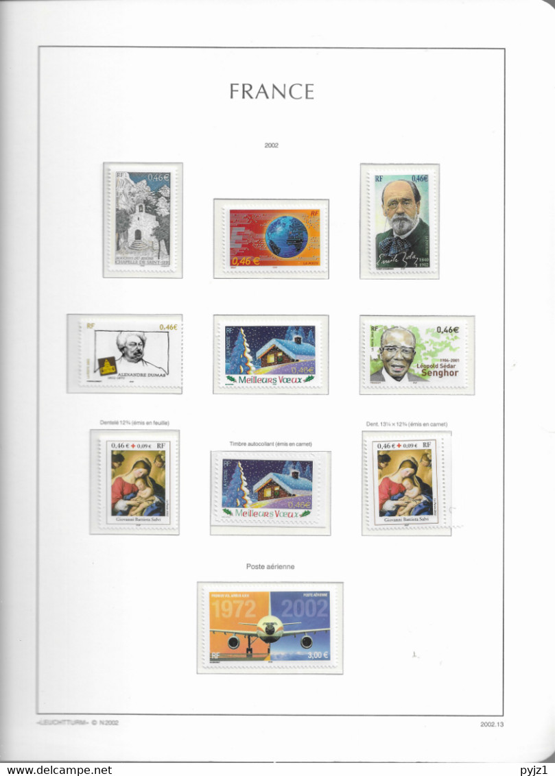 2002 MNH France année, year collection , (16 scans), postfris**