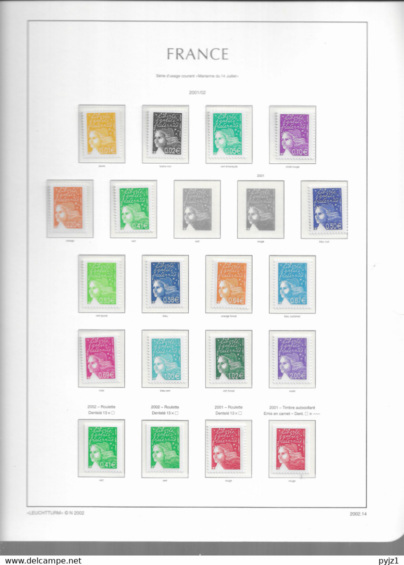 2002 MNH France année, year collection , (16 scans), postfris**