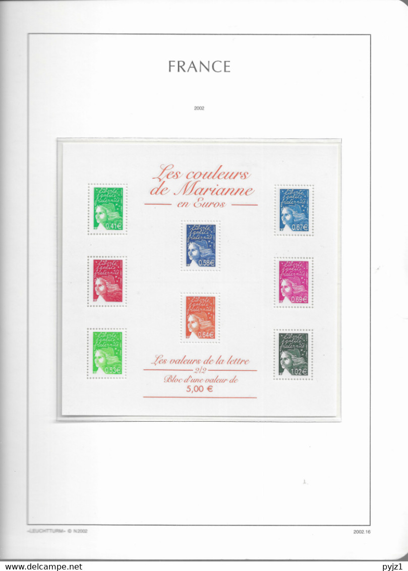 2002 MNH France année, year collection , (16 scans), postfris**