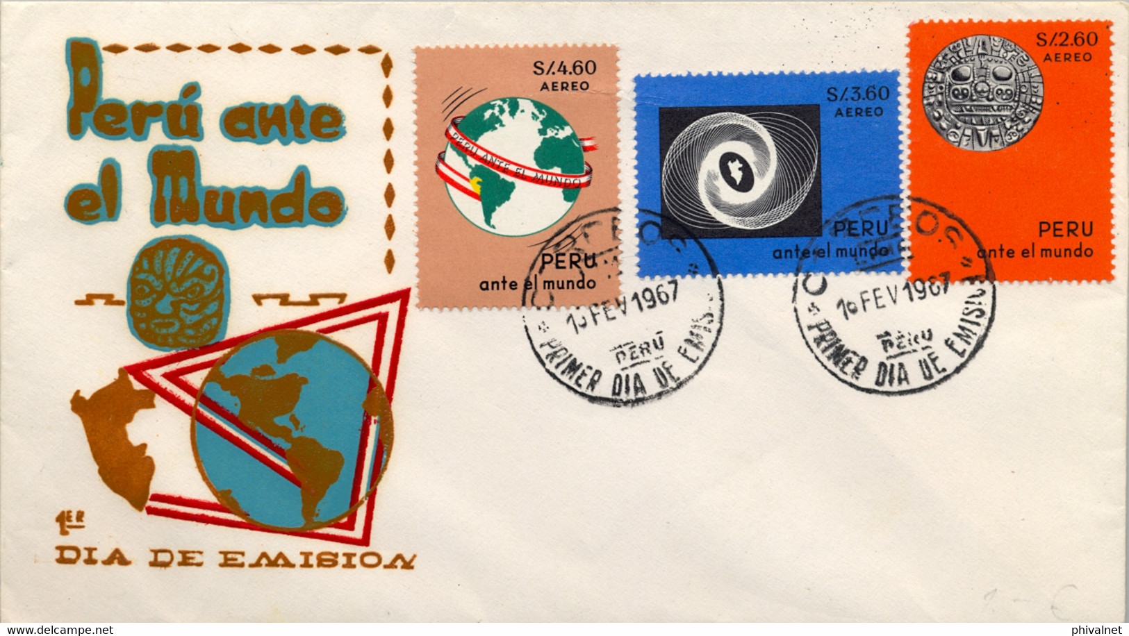 1967  PERÚ , SOBRE DE PRIMER DIA , PERÚ ANTE EL MUNDO - Pérou