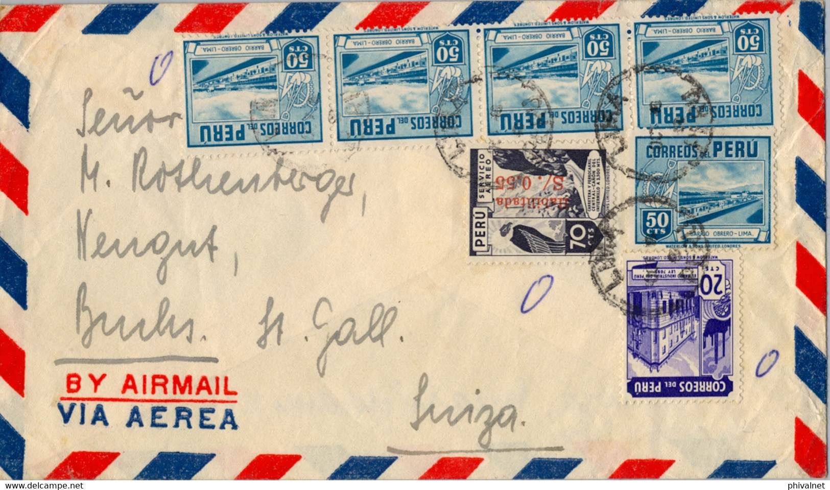 PERÚ , SOBRE CIRCULADO , LIMA - ST. GALLEN , CORREO AÉREO - Pérou