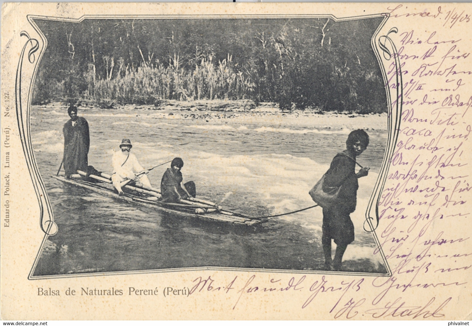 1905 PERÚ , T.P. CIRCULADA , LIMA - BERLIN , LLEGADA , BALSA DE NATURALES PERENÉ - Perú