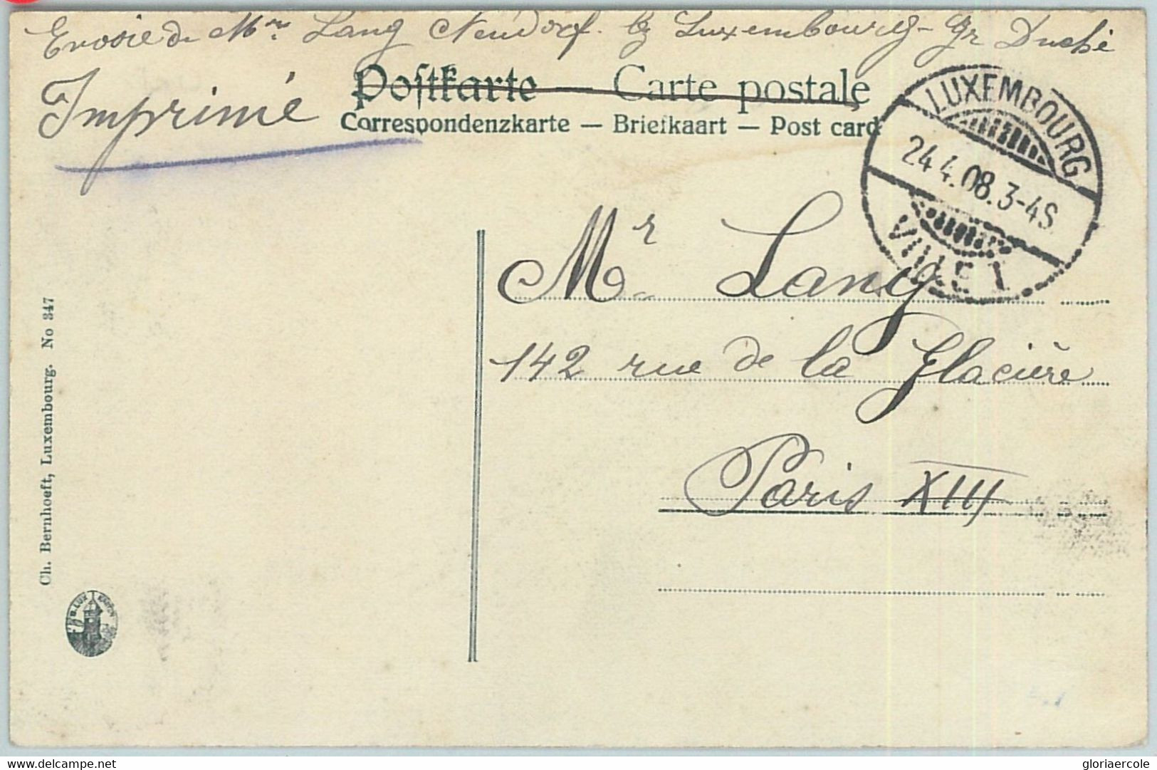 66807 - LUXEMBOURG  - Postal History - POSTCARD To FRANCE 1908 - ROYALTY - 1907-24 Ecusson