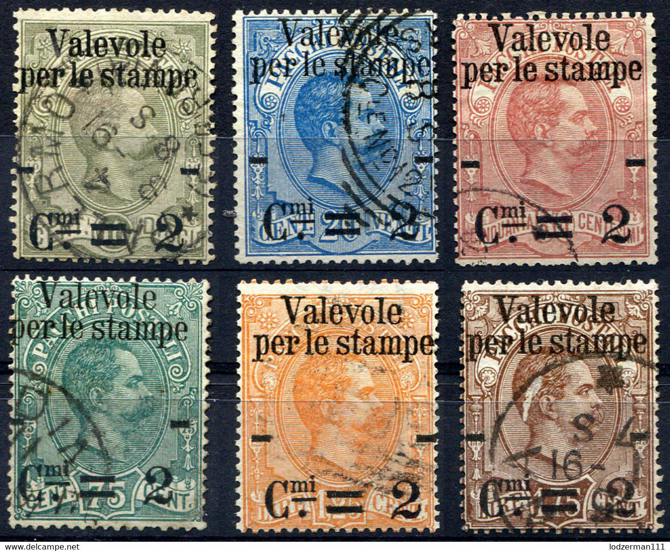 ITALY 1890 - Yv.46-51 (Mi.61-66, Sc.58-63) 1st Selection (VF) Perfect - Oblitérés