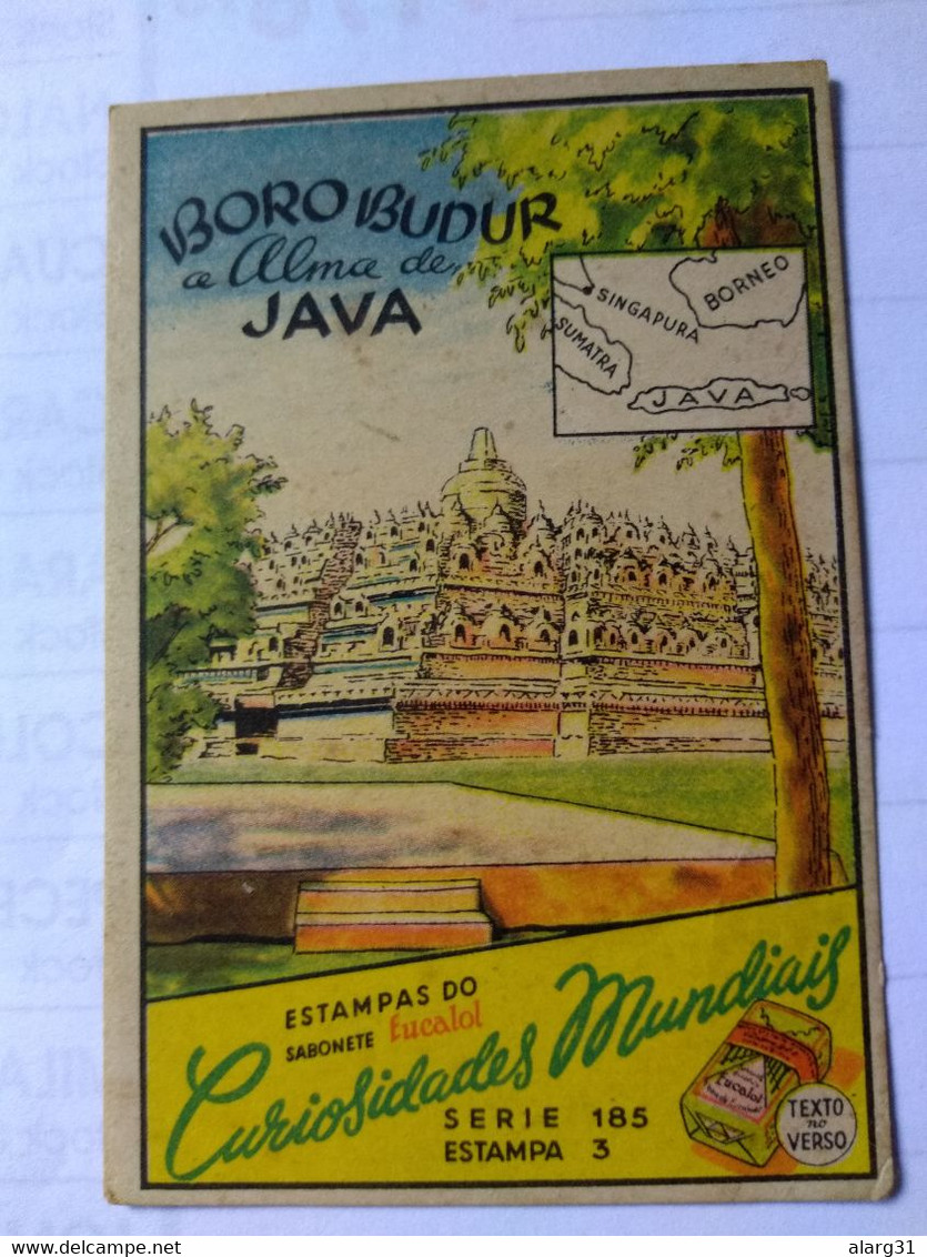 Eucalol SOAP Cromo No Postcard 6*9cmt.borobudur. Temple. World Curiosities Series.better .2 Diff Pieces Order - Indonesien