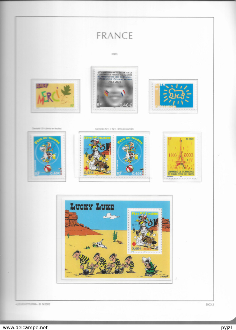 2003 MNH France Année Complète, Year Collection , (15 Scans), Postfris** - 2000-2009