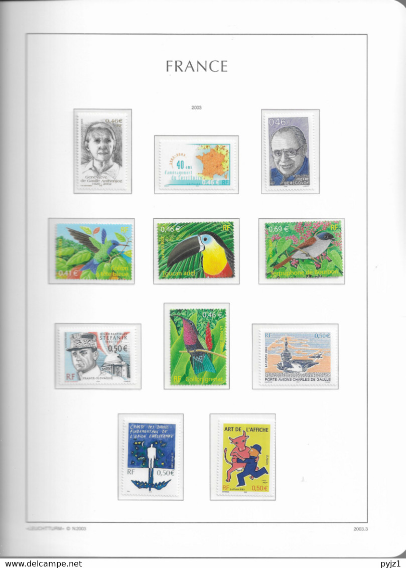 2003 MNH France Année Complète, Year Collection , (15 Scans), Postfris** - 2000-2009