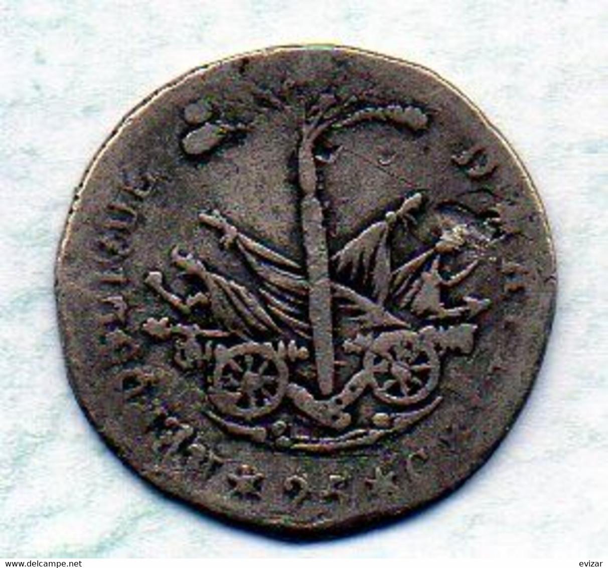 ΗΑΙΤΙ, 25 Centimes, Silver, Year 1818 (An 15), KM #18 - Haïti